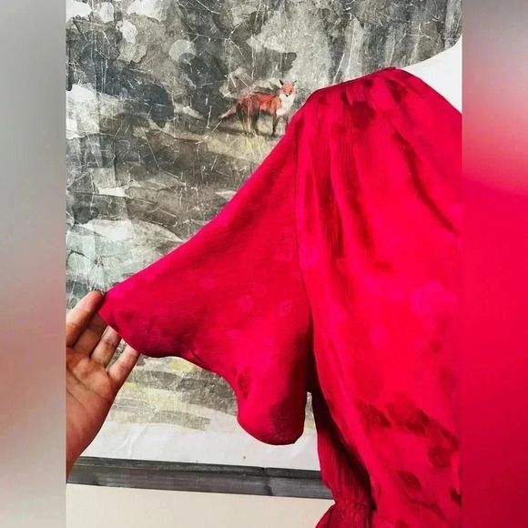 Max Studio Women's Flutter Sleeve Waist Tie Blouse in Pink Size XL NWOT $98 - Picture 3 of 11